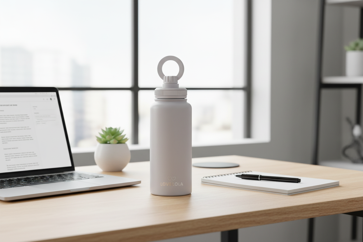 Love Lola Grey Drink Bottle - Workspace
